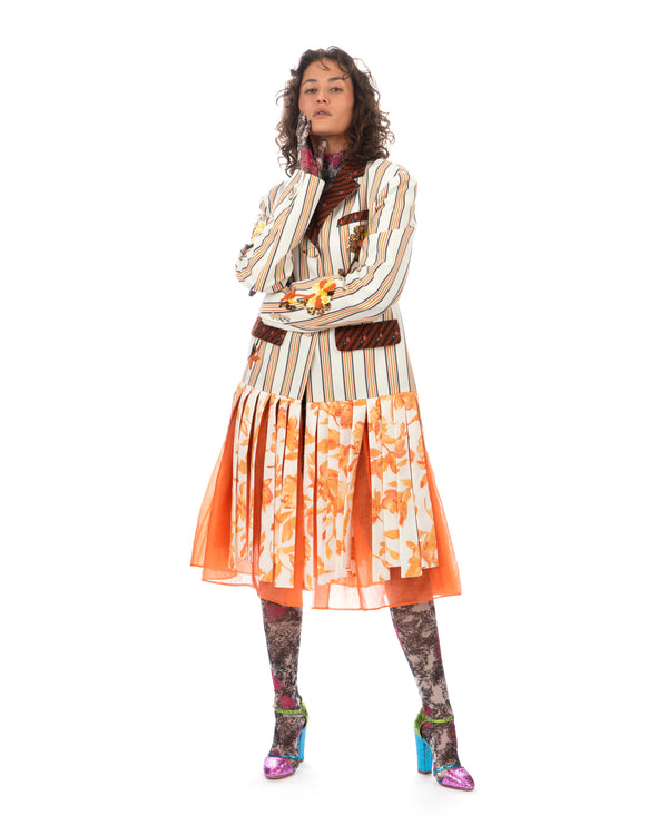 SHUTING QIU | Tassel Jacket Brown Stripe / Floral - Concrete