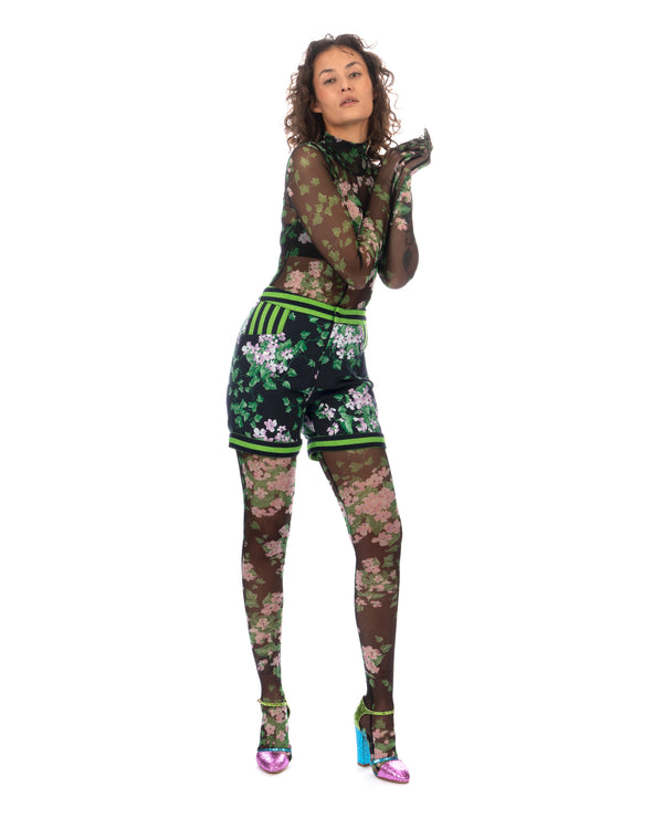 SHUTING QIU | Jacquard Shorts Green Floral - Concrete
