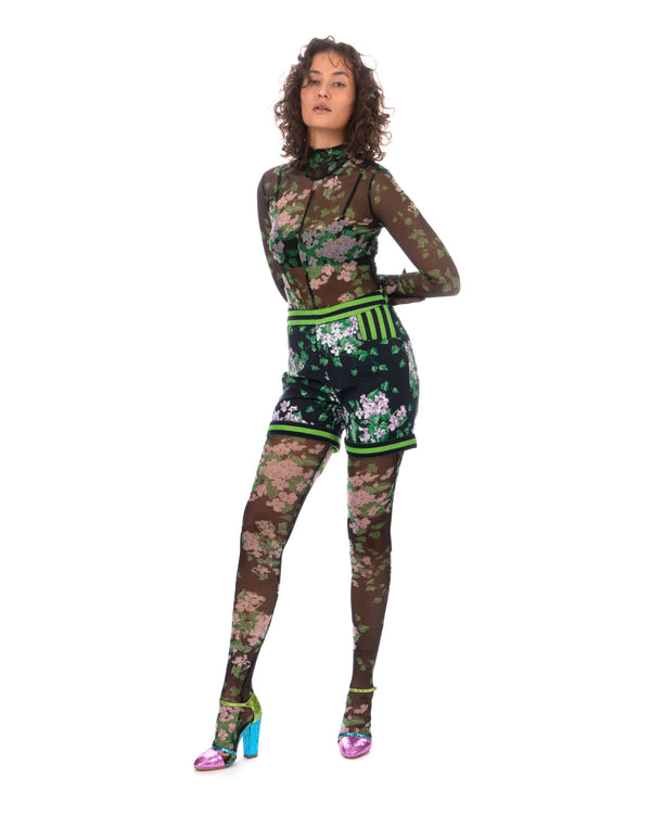 SHUTING QIU | Jacquard Shorts Green Floral - Concrete