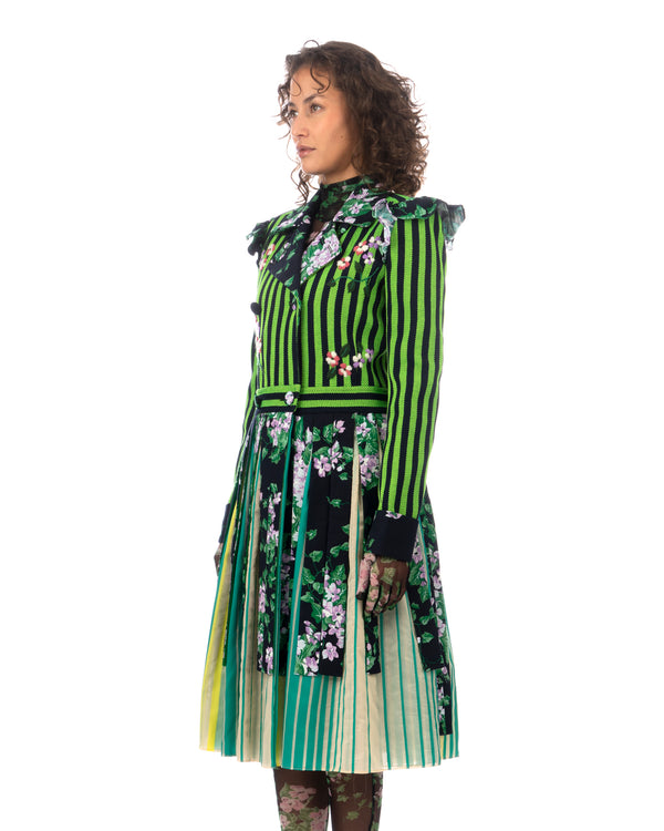 SHUTING QIU | Tassel Jacket Green Stripe / Floral - Concrete
