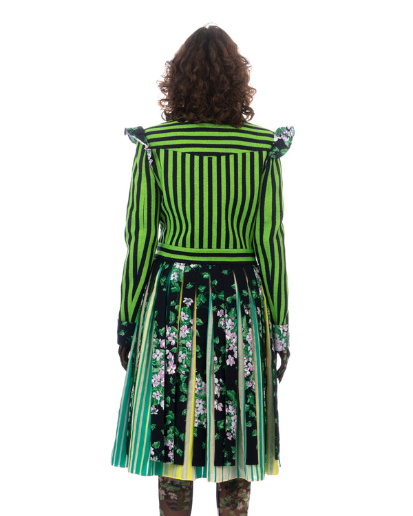 SHUTING QIU | Tassel Jacket Green Stripe / Floral - Concrete