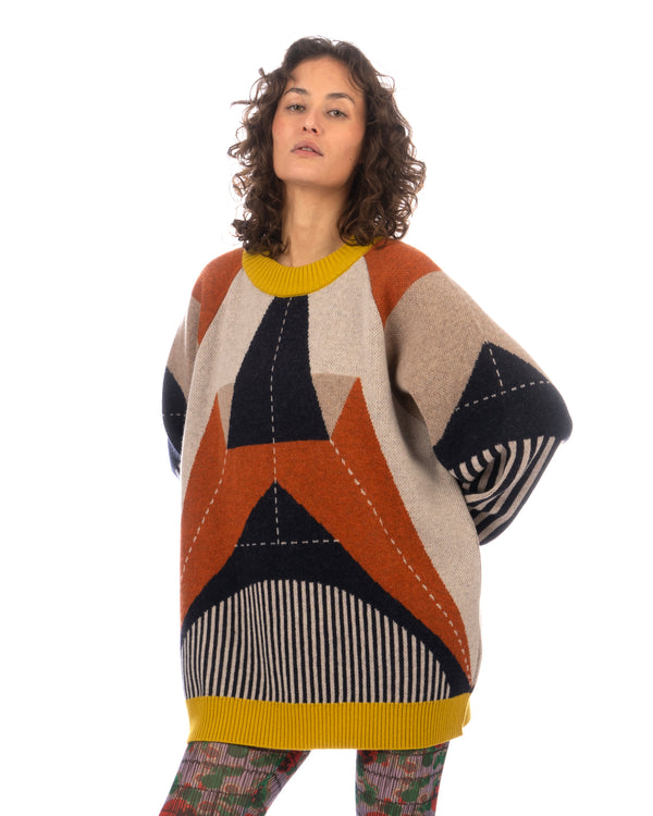Henrik Vibskov | Paper Plane Roundneck Brown - Concrete