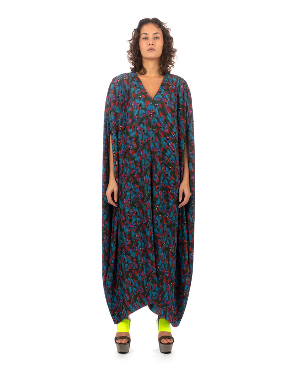 Henrik Vibskov | Satellite Plissé Kaftan Dark Moon Flowers - Concrete
