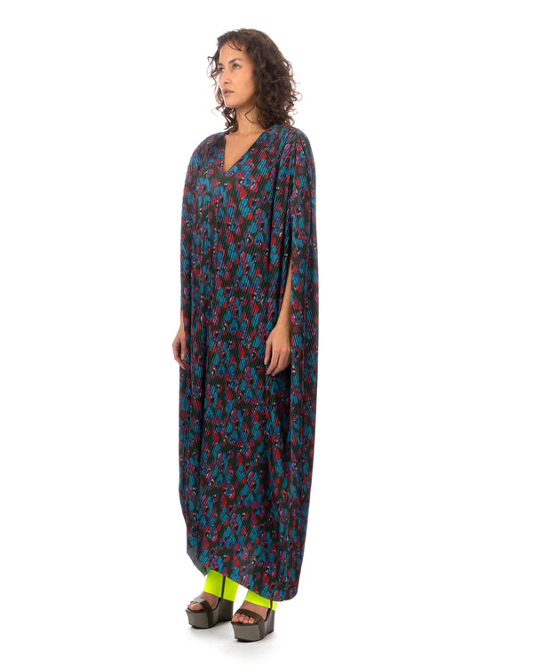 Henrik Vibskov | Satellite Plissé Kaftan Dark Moon Flowers - Concrete