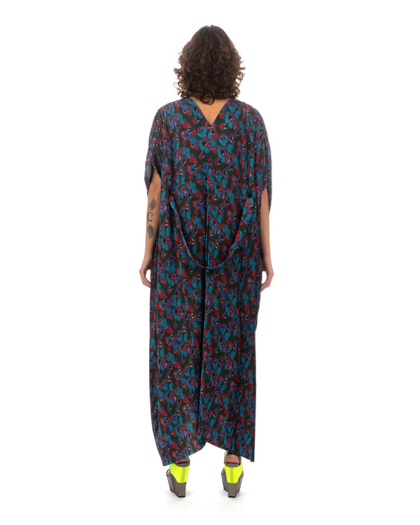 Henrik Vibskov | Satellite Plissé Kaftan Dark Moon Flowers - Concrete