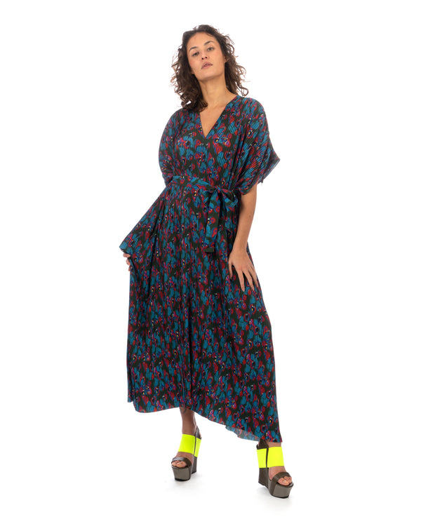 Henrik Vibskov | Satellite Plissé Kaftan Dark Moon Flowers - Concrete