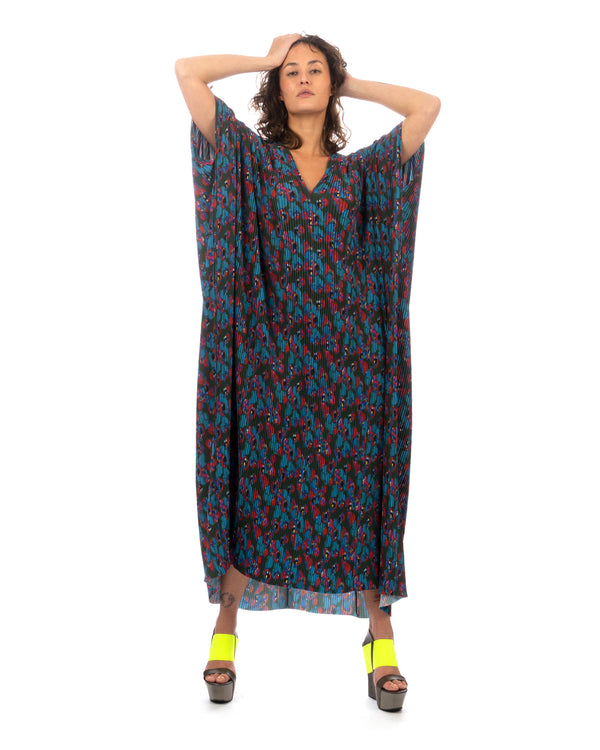 Henrik Vibskov | Satellite Plissé Kaftan Dark Moon Flowers - Concrete