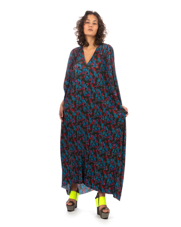 Henrik Vibskov | Satellite Plissé Kaftan Dark Moon Flowers - Concrete