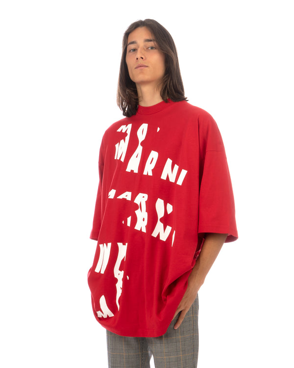 Marni | Scanned Logo T-Shirt Crimson - Concrete