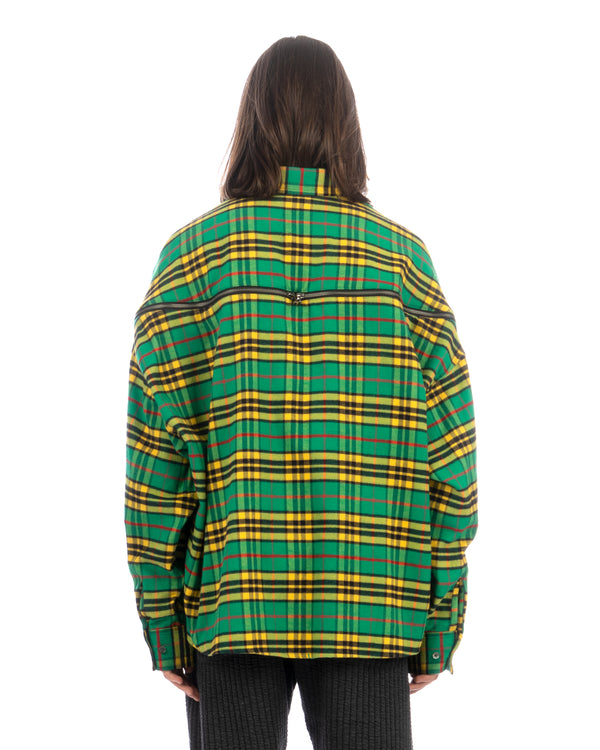 FACETASM | Check Zipper Shirt Green - Concrete
