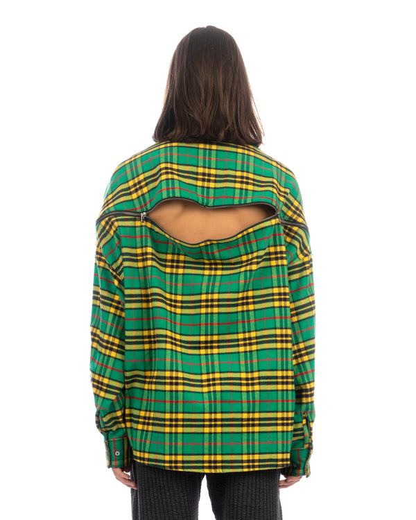 FACETASM | Check Zipper Shirt Green - Concrete