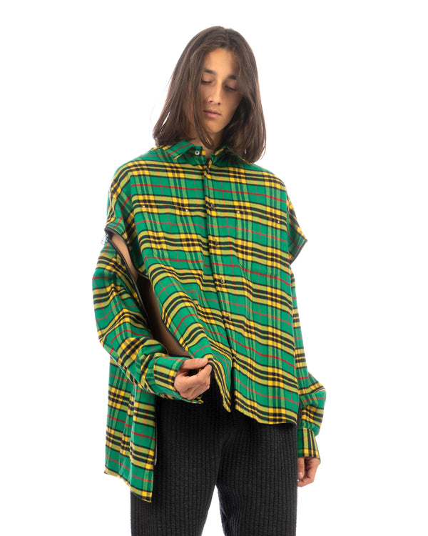 FACETASM | Check Zipper Shirt Green - Concrete