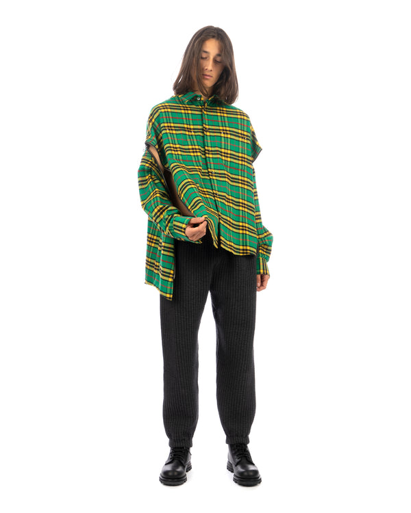 FACETASM | Check Zipper Shirt Green - Concrete