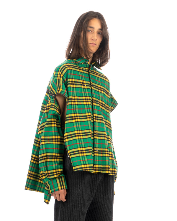 FACETASM | Check Zipper Shirt Green - Concrete