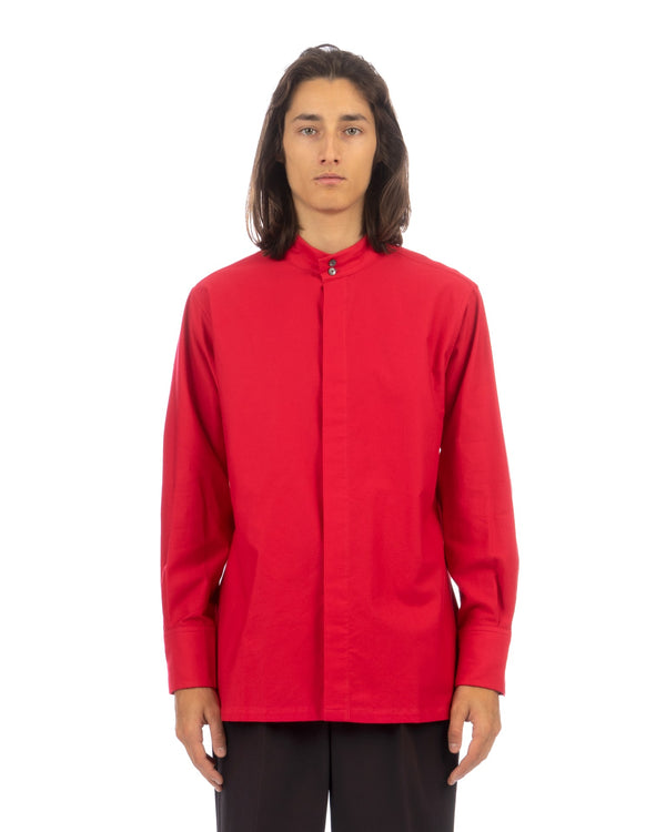 Haversack | High Neck Hiyoku Dress Shirt Red - Concrete