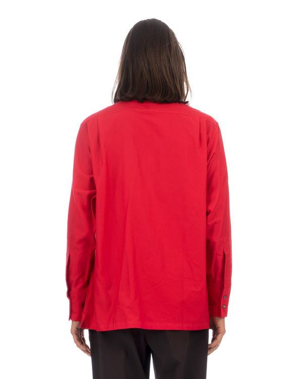 Haversack | High Neck Hiyoku Dress Shirt Red - Concrete