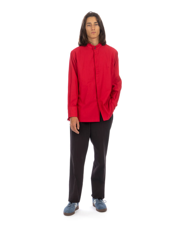Haversack | High Neck Hiyoku Dress Shirt Red - Concrete