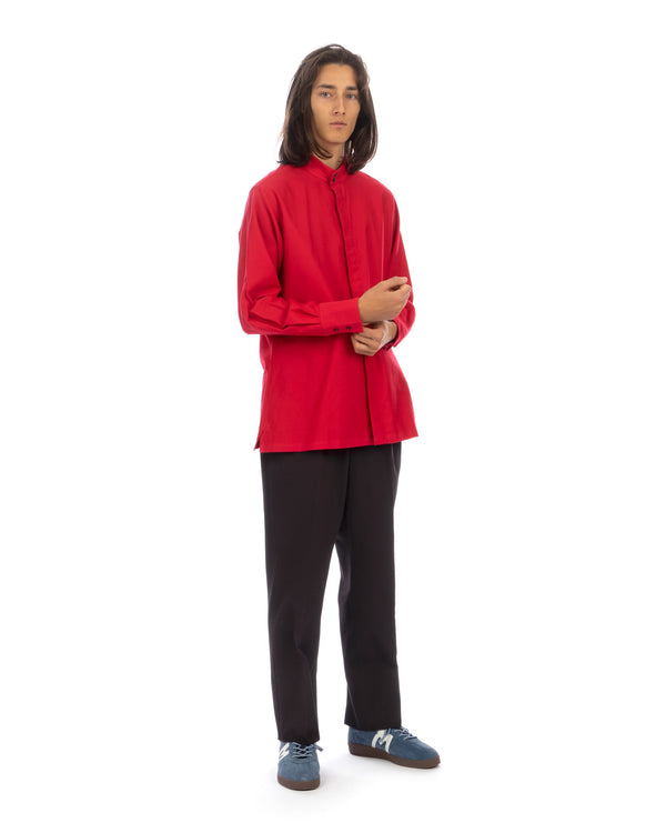 Haversack | High Neck Hiyoku Dress Shirt Red - Concrete