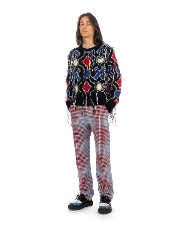 Charles Jeffrey LOVERBOY | Straight Cut Trouser Blurry Tartan - Concrete