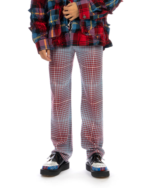 Charles Jeffrey LOVERBOY | Straight Cut Trouser Blurry Tartan - Concrete