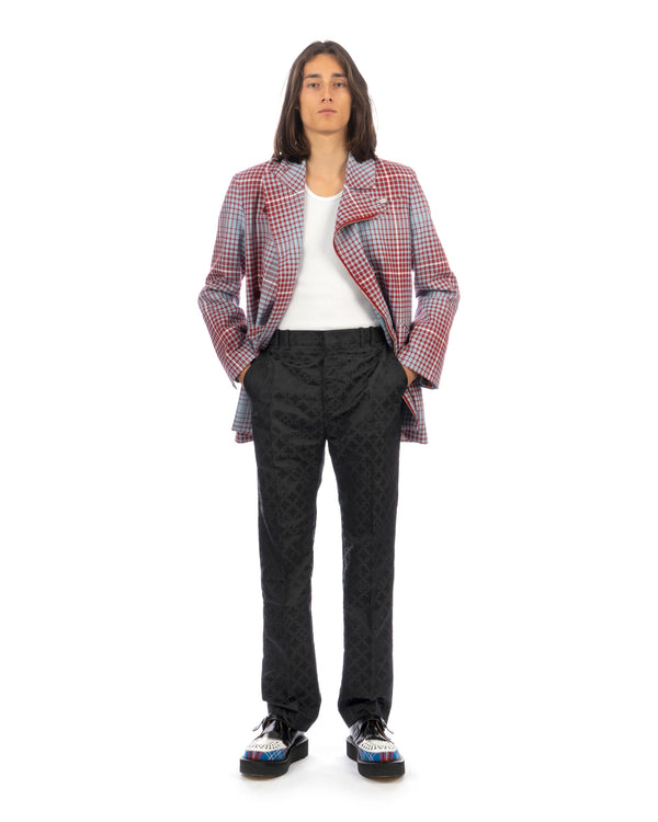 Charles Jeffrey LOVERBOY | Asymmetric Pulled Jacket Blurry Tartan - Concrete