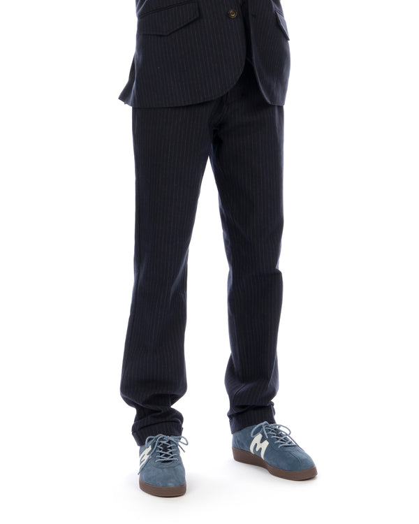 Hansen | 'Finn' Side Buckle Regular Trousers Blue Pin - Concrete