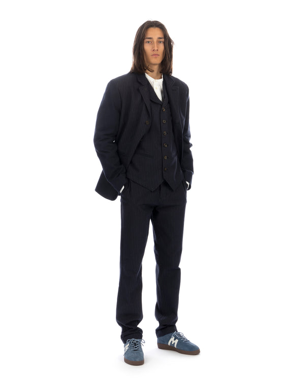 Hansen | 'Finn' Side Buckle Regular Trousers Blue Pin - Concrete