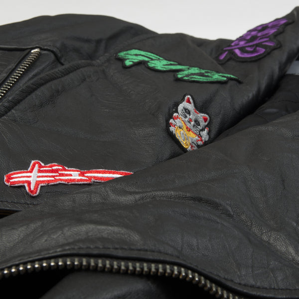 Ground Zero | Patches Leather Jacket Black - Concrete