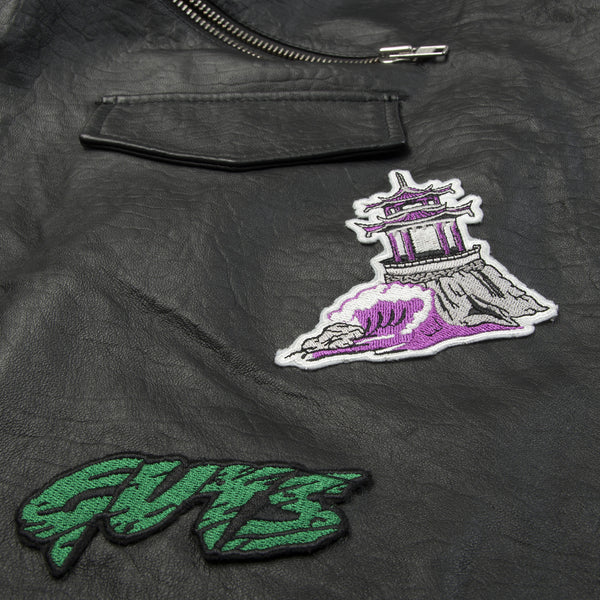 Ground Zero | Patches Leather Jacket Black - Concrete