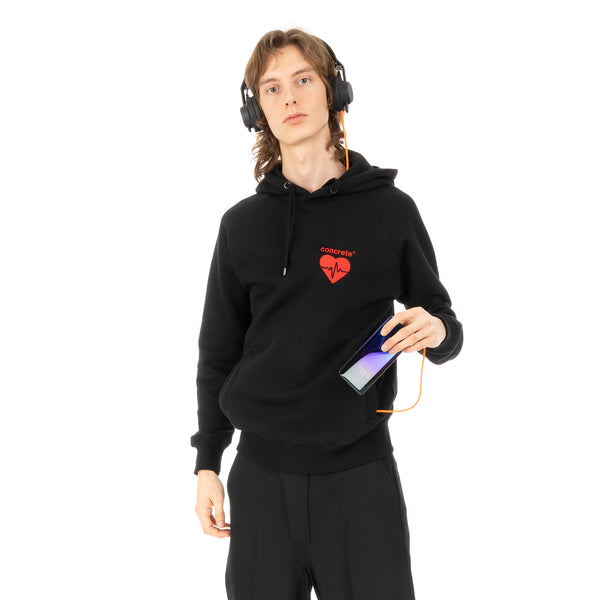 Concrete | 'Heartbeat' Logo Hoodie Black / Red - Concrete