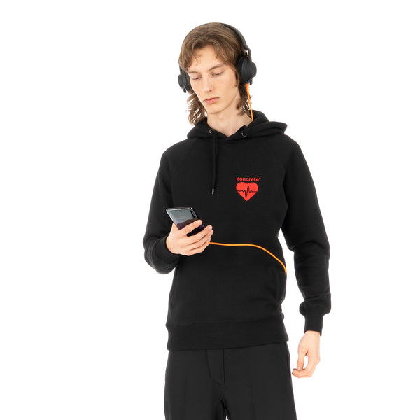 Concrete | 'Heartbeat' Logo Hoodie Black / Red - Concrete