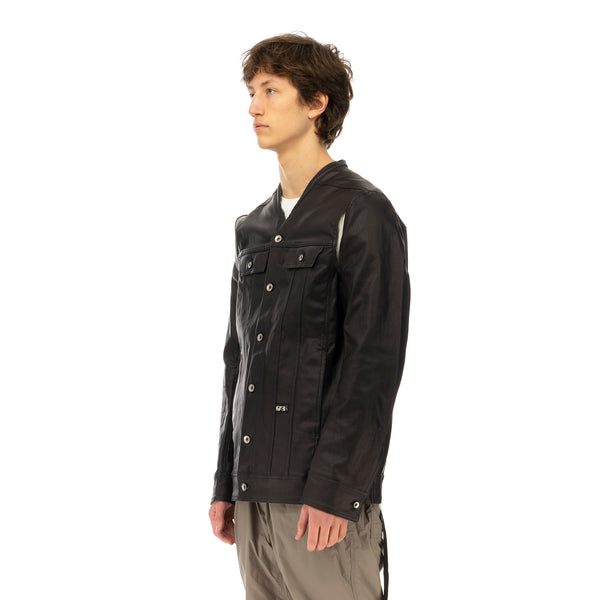 DRKSHDW by Rick Owens | Jumbo Trucker Caped Denim Jacket Black - Concrete