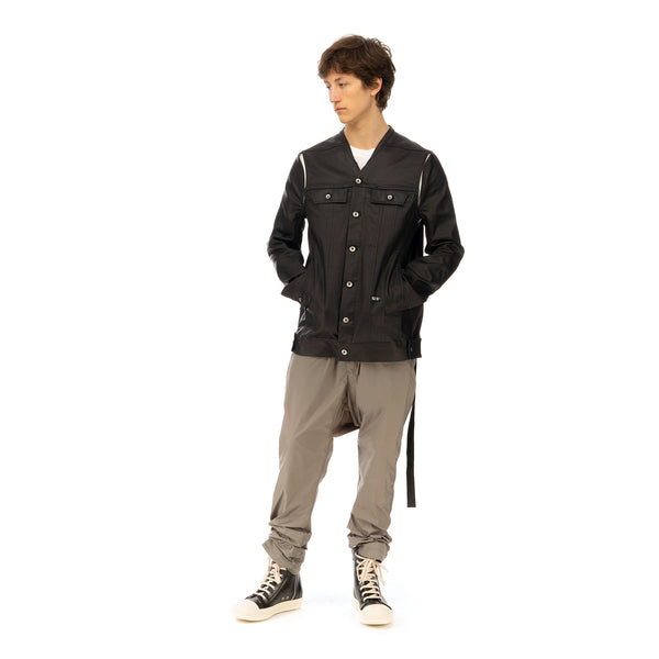 DRKSHDW by Rick Owens | Jumbo Trucker Caped Denim Jacket Black - Concrete