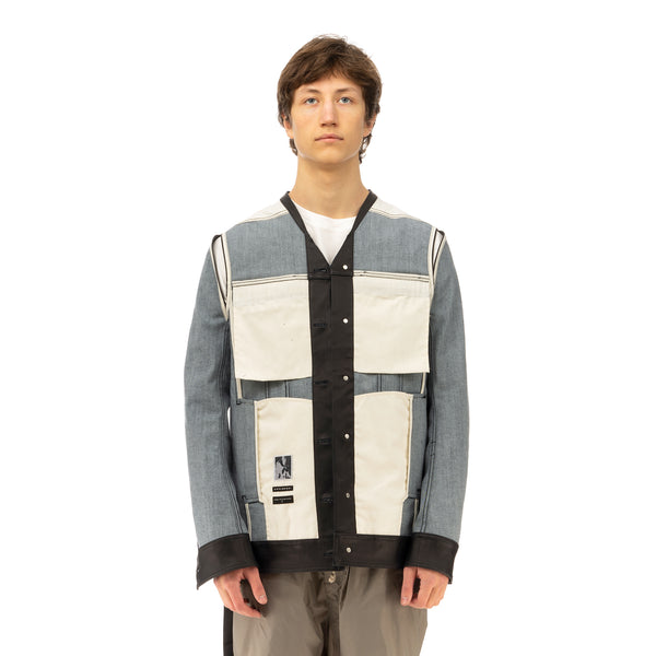 DRKSHDW by Rick Owens | Jumbo Trucker Caped Denim Jacket Black - Concrete