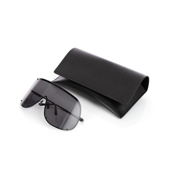 Rick Owens | Sunglasses Shield Black Temple / Black Lens - Concrete