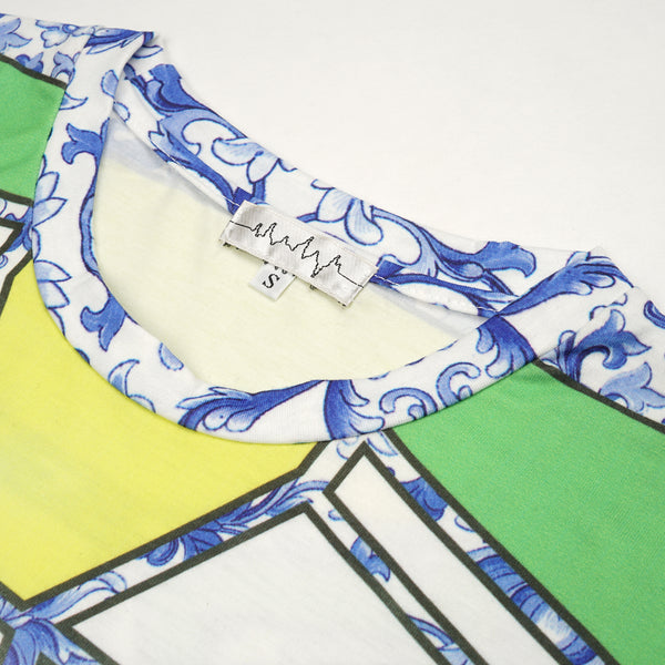 Ground Zero | Chinese Floral Print Oversized T-Shirt - Concrete