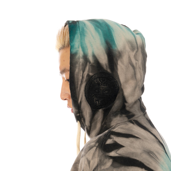 Danilo Paura | 'Akim' Embroidery Hoody Sweatshirt Turquoise - Concrete