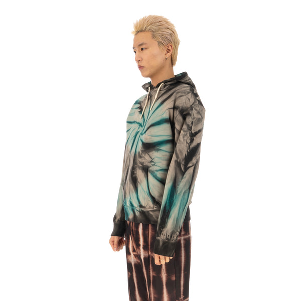 Danilo Paura | 'Akim' Embroidery Hoody Sweatshirt Turquoise - Concrete
