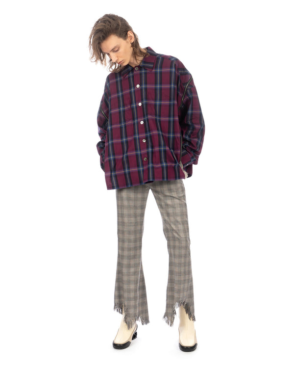 FACETASM | Fringe Flair Check Pants Gray Check - Concrete