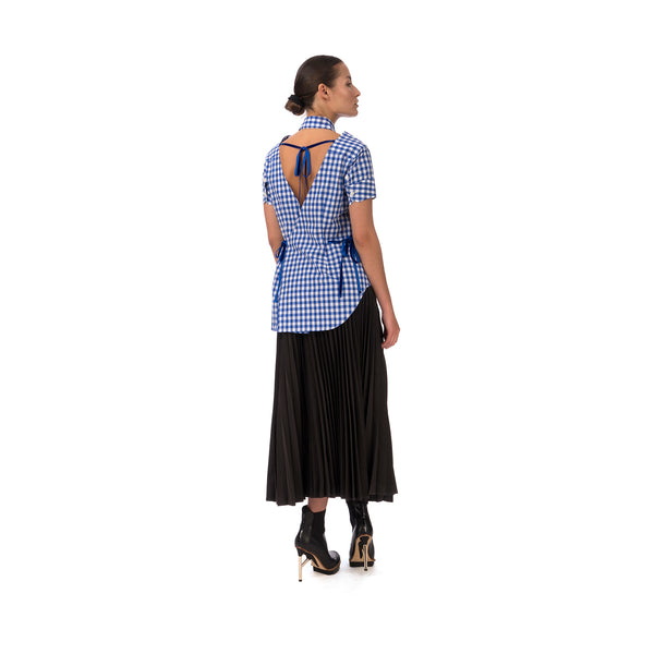 FACETASM | Check Slit Shirt Blue - Concrete