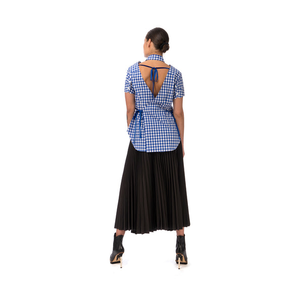 FACETASM | Check Slit Shirt Blue - Concrete