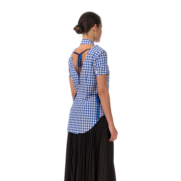 FACETASM | Check Slit Shirt Blue - Concrete