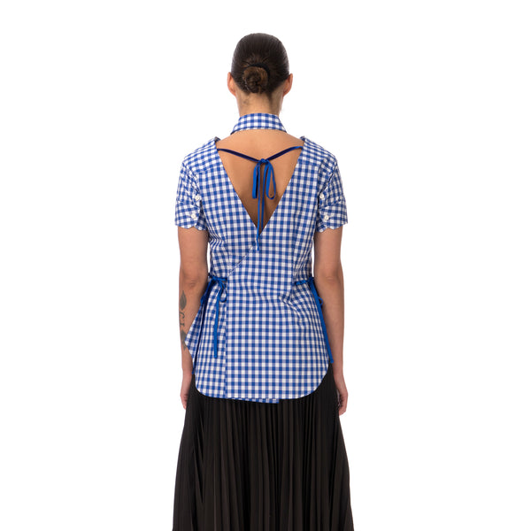 FACETASM | Check Slit Shirt Blue - Concrete