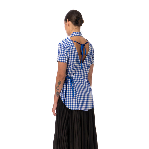 FACETASM | Check Slit Shirt Blue - Concrete