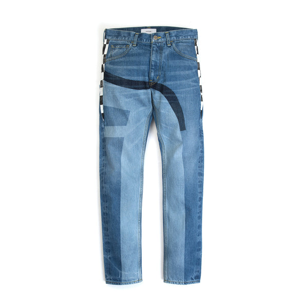 FACETASM | Checker Flag Denim Pant Indigo - Concrete