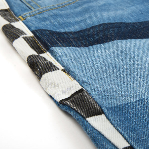 FACETASM | Checker Flag Denim Pant Indigo - Concrete