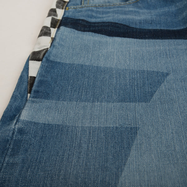 FACETASM | Checker Flag Denim Pant Indigo - Concrete