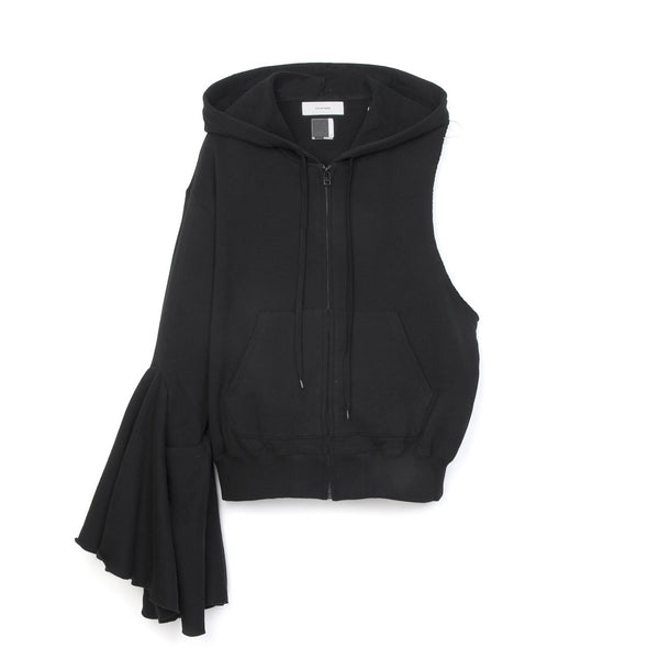 FACETASM | W Knitted Sweater One Sleeve Hoodie Black - Concrete