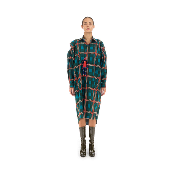 FACETASM | Wave Shirt Dress Green - Concrete