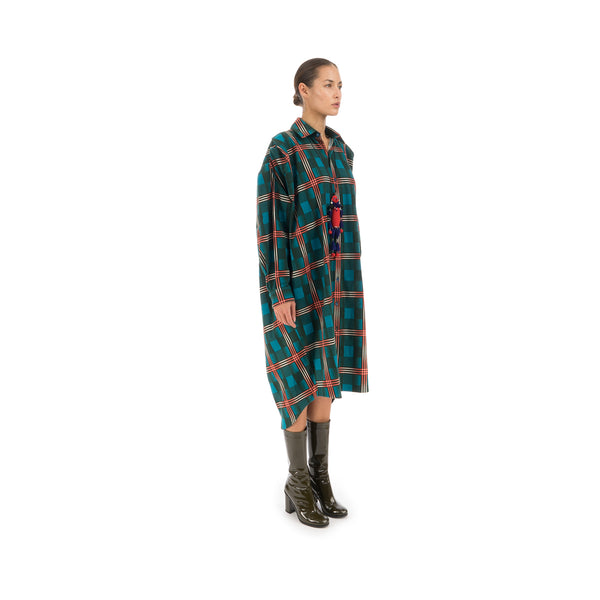 FACETASM | Wave Shirt Dress Green - Concrete